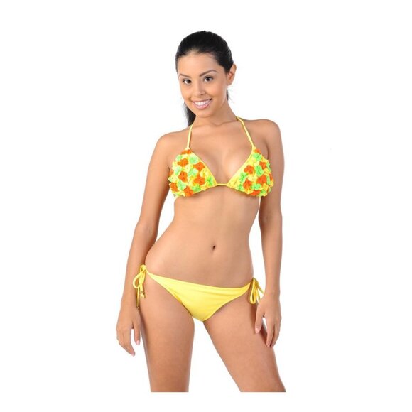 NEW Swimbay Rosette 2pc String Bikini Swimsuit Swimwear (Medium, Yellow) - Picture 2 of 5